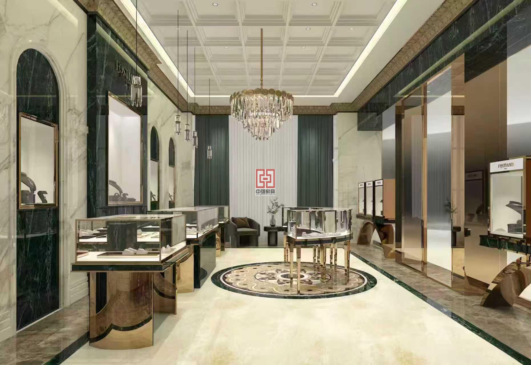 南京中强珠宝展柜定制 江苏珠宝店整装服务 品质烤漆 + 免费设计安装